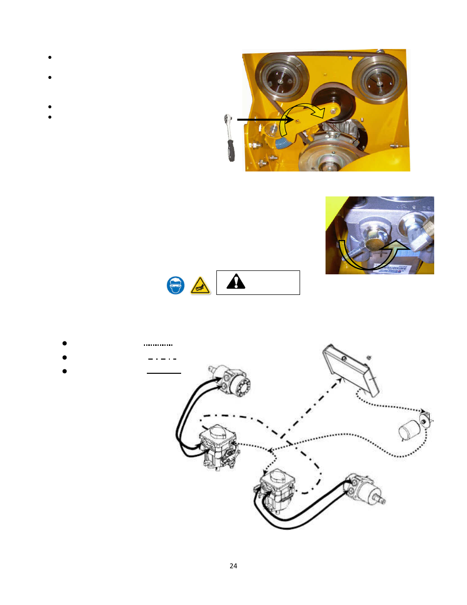 2 replacing the drive belt, 4 how to move the mower if the engine won’t start, 5 hydraulic system | Wright Serial 54956 and higher User Manual | Page 24 / 40