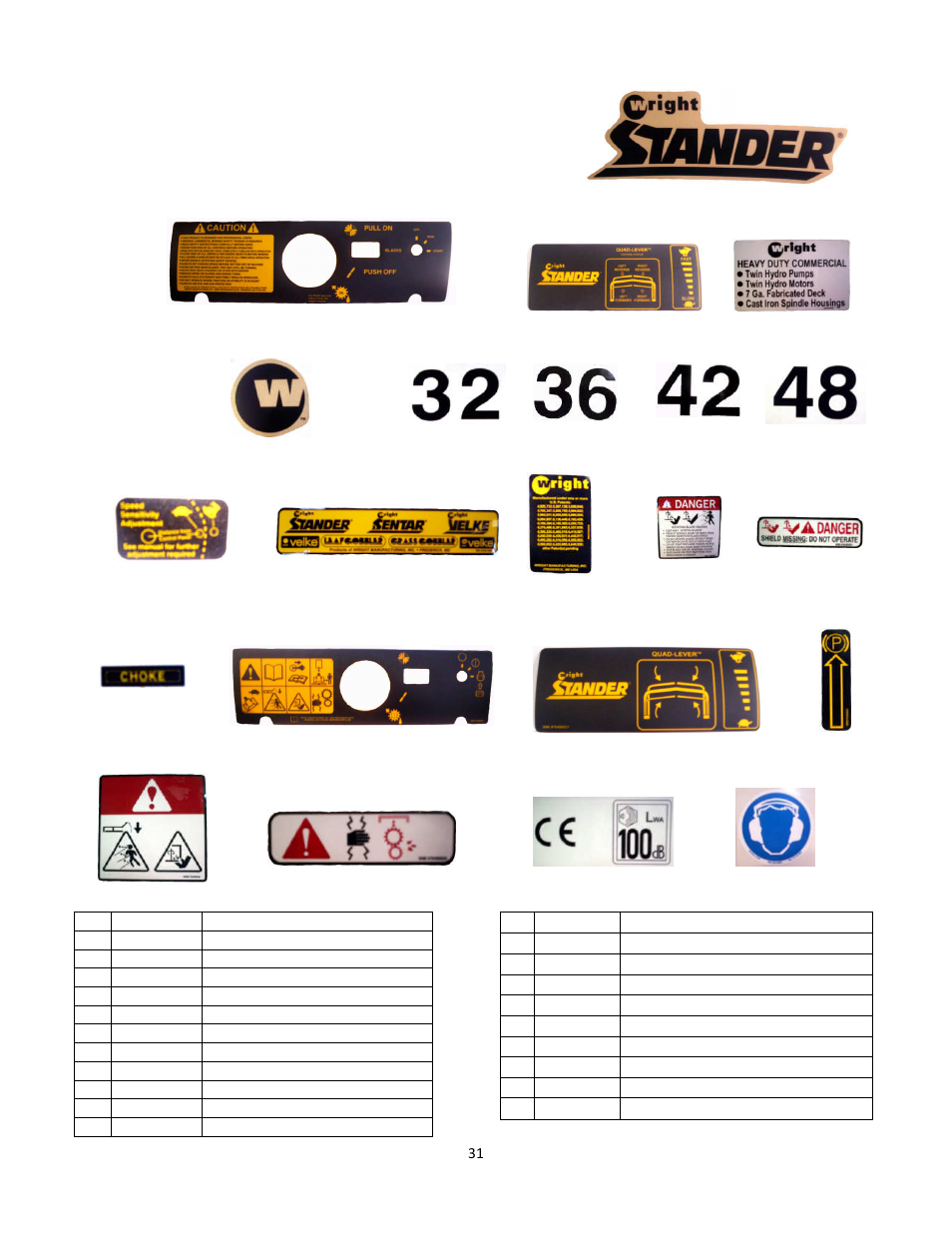 8 decals | Wright Serial 54956 and higher User Manual | Page 31 / 40