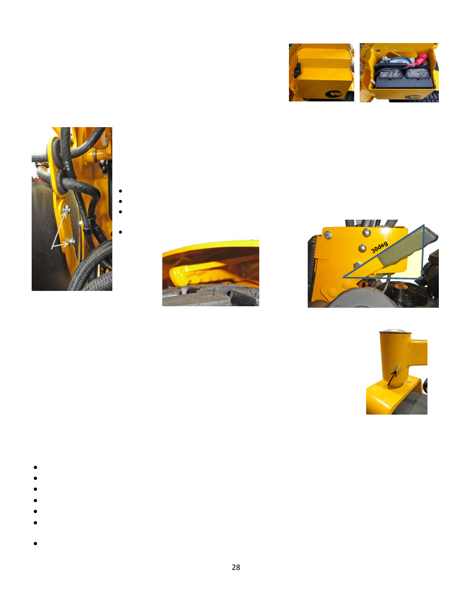 8 battery service, 9 parking brake adjustment, 10 lubrication | 11 cutting blades | Wright Serial # 69788 and Higher User Manual | Page 28 / 40