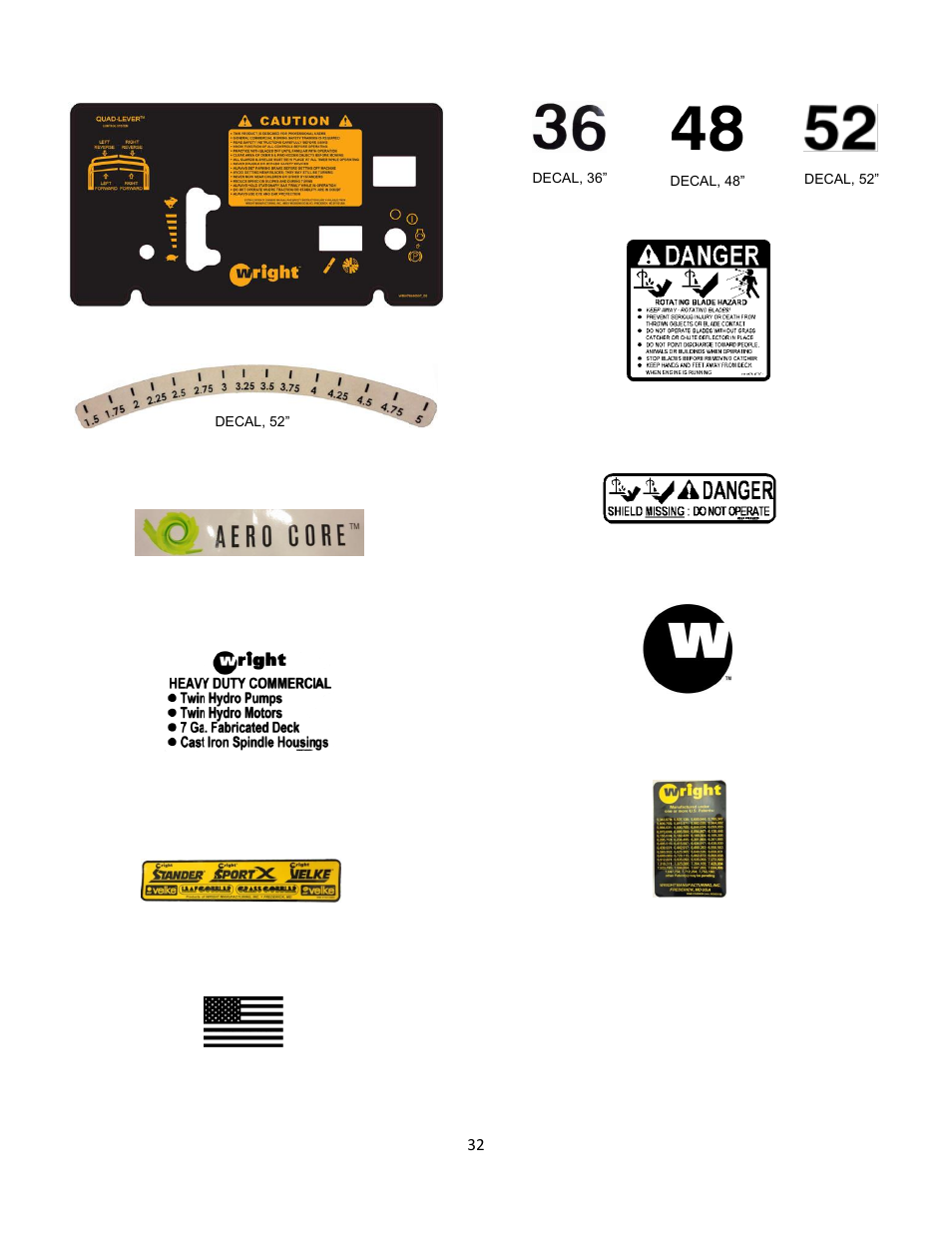 8 decals | Wright Serial # 69788 and Higher User Manual | Page 32 / 40