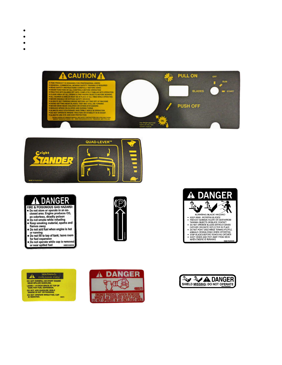 2 warning, safety and instructional decals | Wright Serial # 63495 and higher User Manual | Page 14 / 40