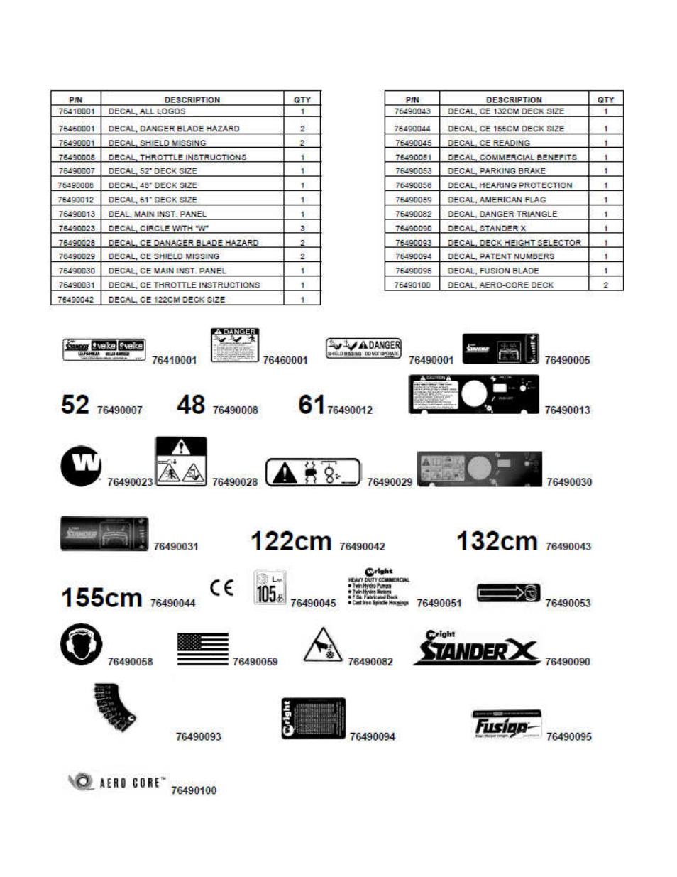 Decals | Wright Serial # 63495 and higher User Manual | Page 32 / 40