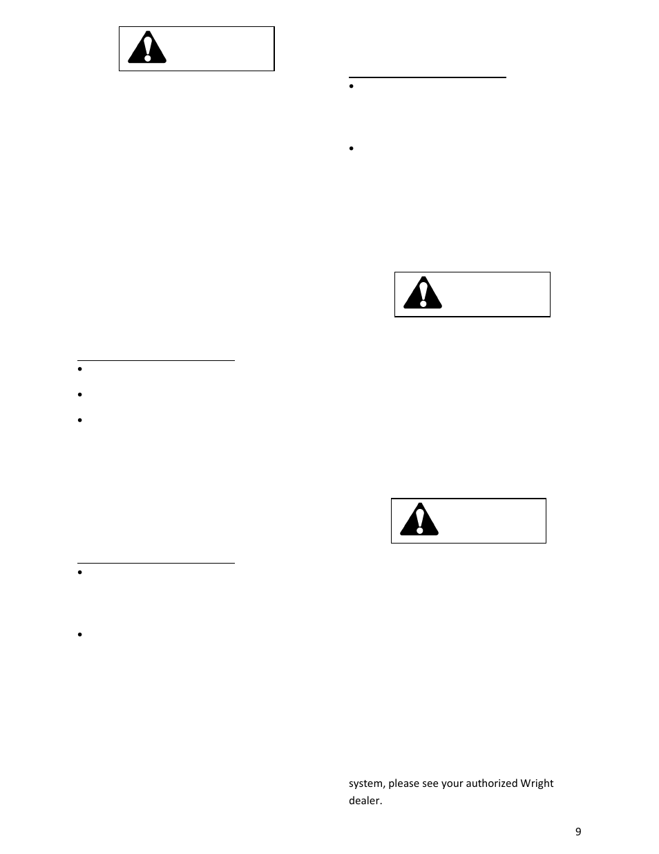 Warning | Wright Serial 46090 and higher User Manual | Page 9 / 20