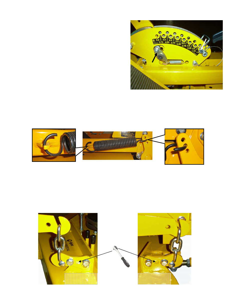 2 height-of-cut, 1 deck lift spring assist adjustment, 2 deck adjustments | Wright Serial #59542 and higher User Manual | Page 23 / 44