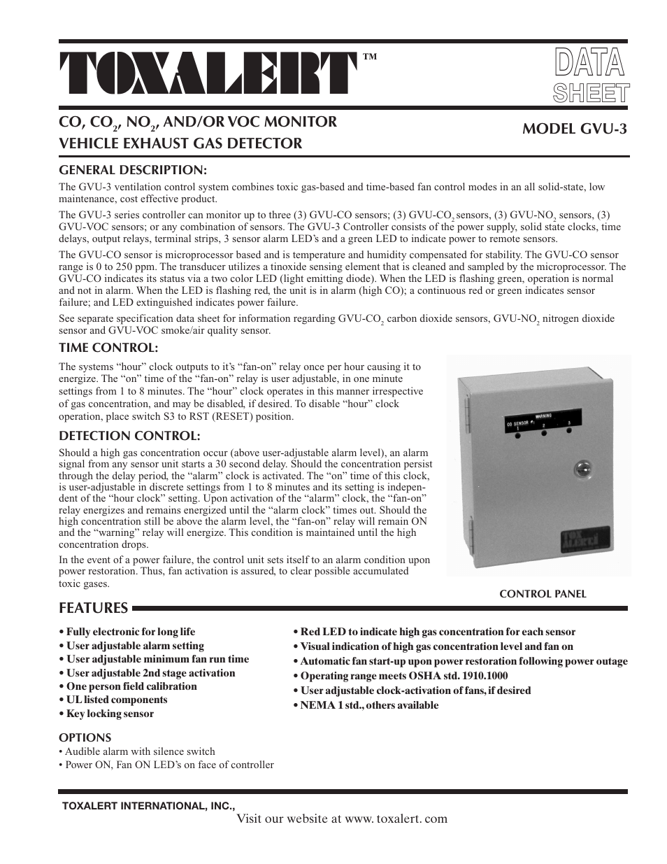 Toxalert GVU-3 User Manual | 4 pages