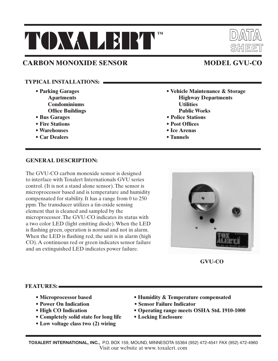 Toxalert GVU-2R User Manual | 4 pages