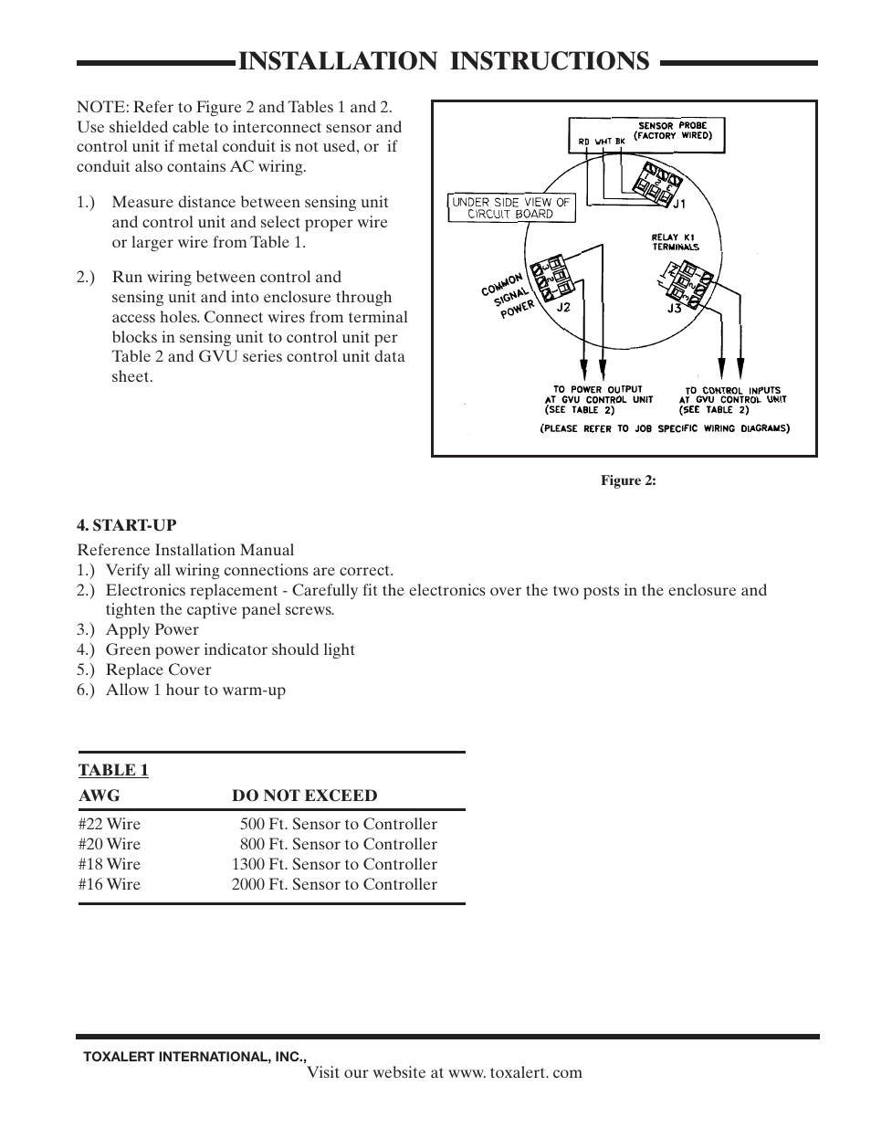 Installation instructions | Toxalert GVU-NO2 User Manual | Page 3 / 4