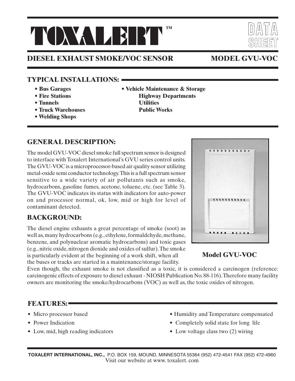 Toxalert GVU-VOC User Manual | 4 pages