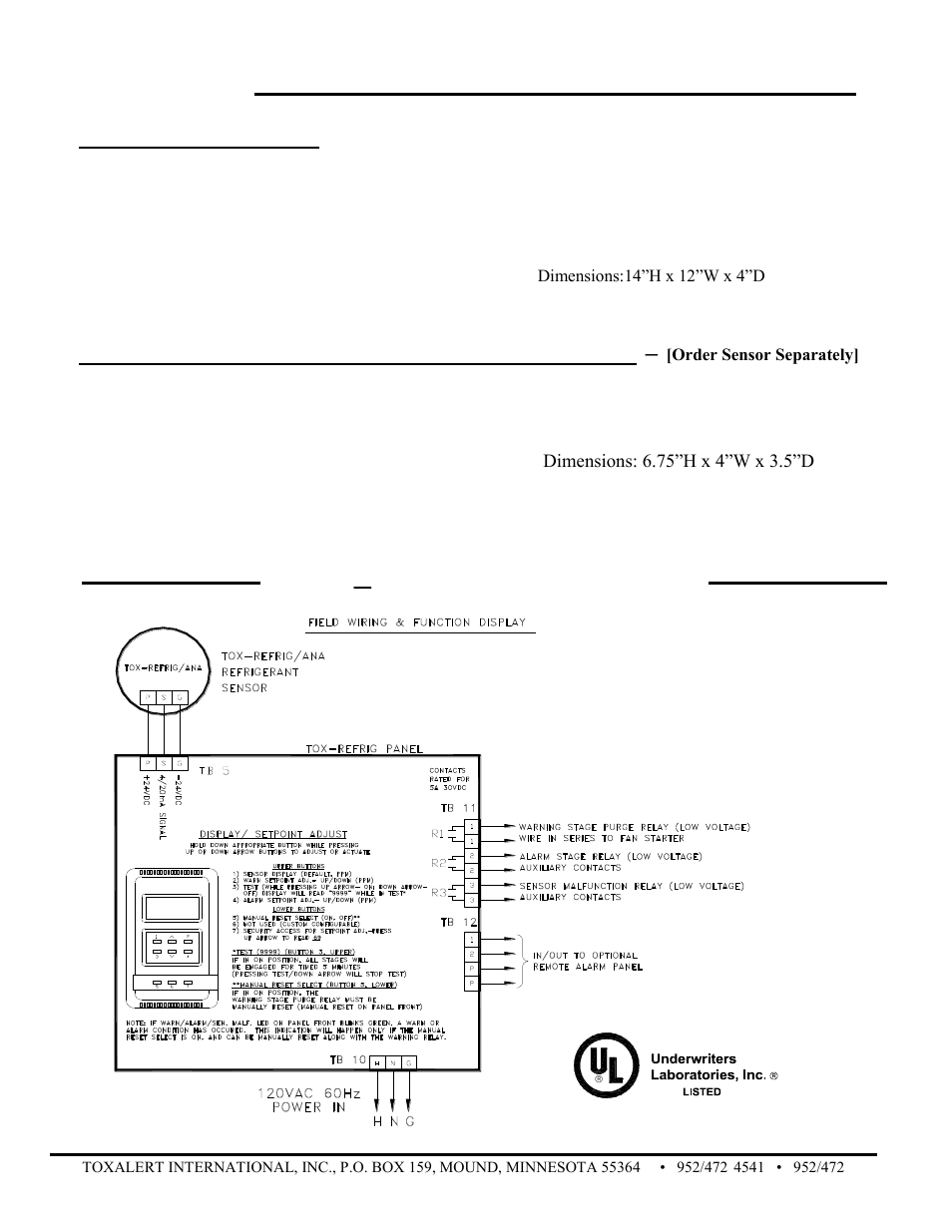 Tox – refrig monitor | Toxalert Tox-Refrig User Manual | Page 4 / 4