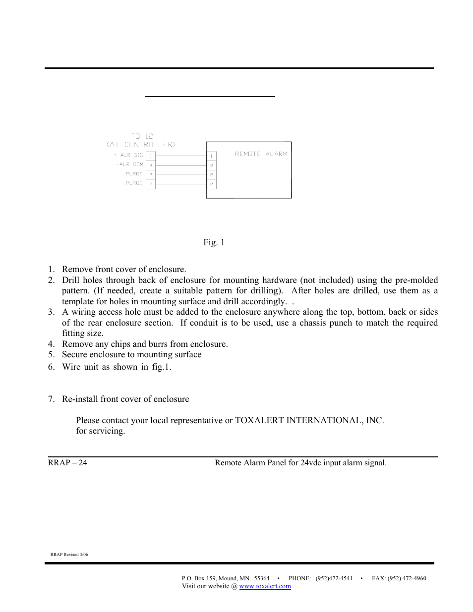 Warning | Toxalert RRAP-24 User Manual | Page 2 / 2