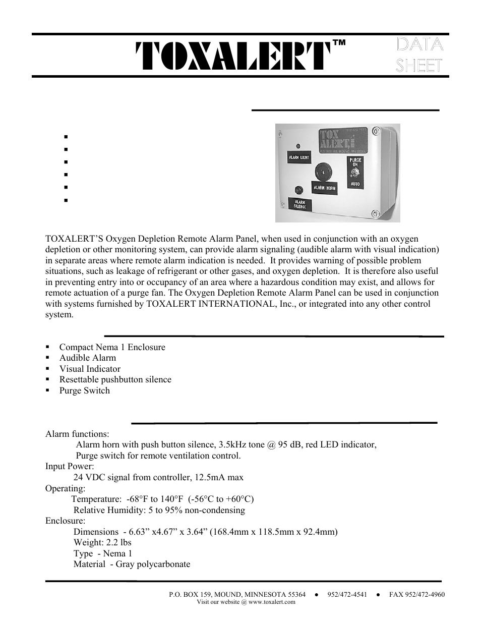 Toxalert ODRAP-24 User Manual | 2 pages