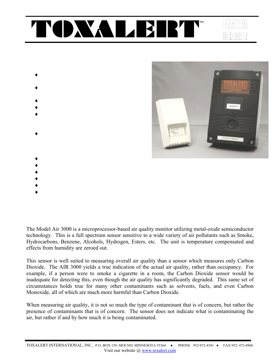 Toxalert AIR3000 User Manual | 2 pages