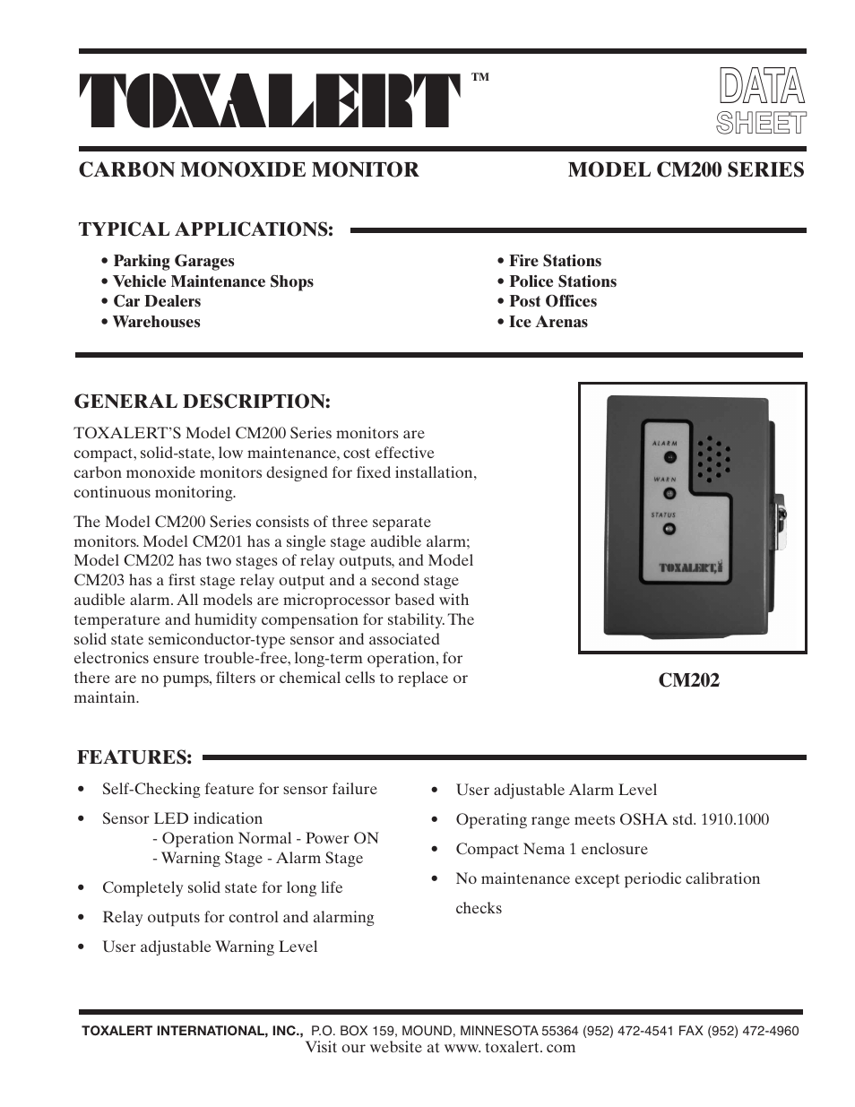 Toxalert CM203 User Manual | 4 pages
