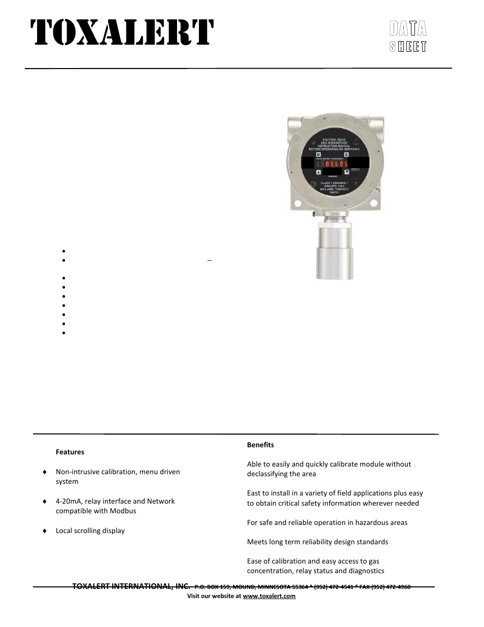 Toxalert Tox540-28-IT User Manual | 2 pages
