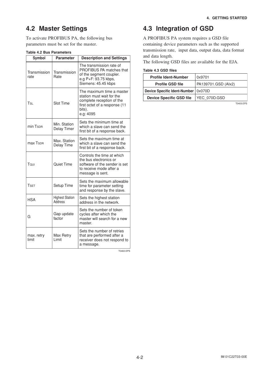 2 master settings, 3 integration of gsd, Master settings -2 | Integration of gsd -2 | Yokogawa EJA115 User Manual | Page 17 / 47