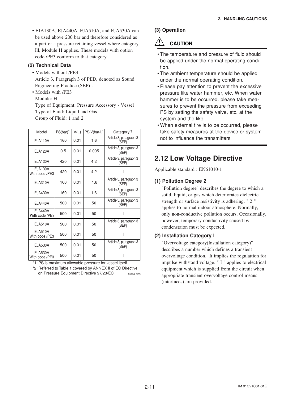 12 low voltage directive, 12 low voltage directive -11 | Yokogawa EJA220A User Manual | Page 19 / 70