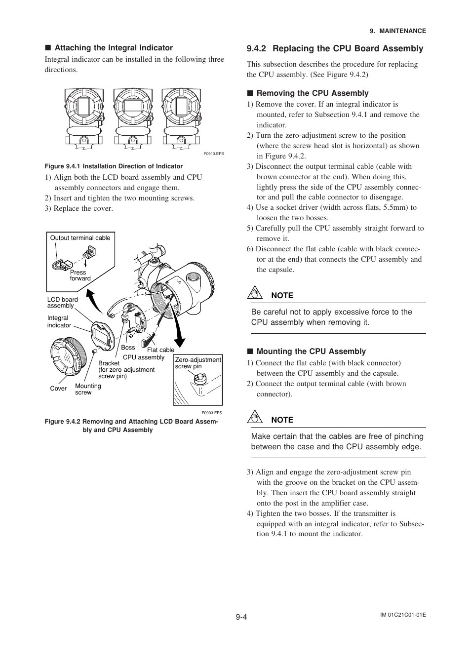 2 replacing the cpu board assembly, Replacing the cpu board assembly -4 | Yokogawa EJA220A User Manual | Page 54 / 70