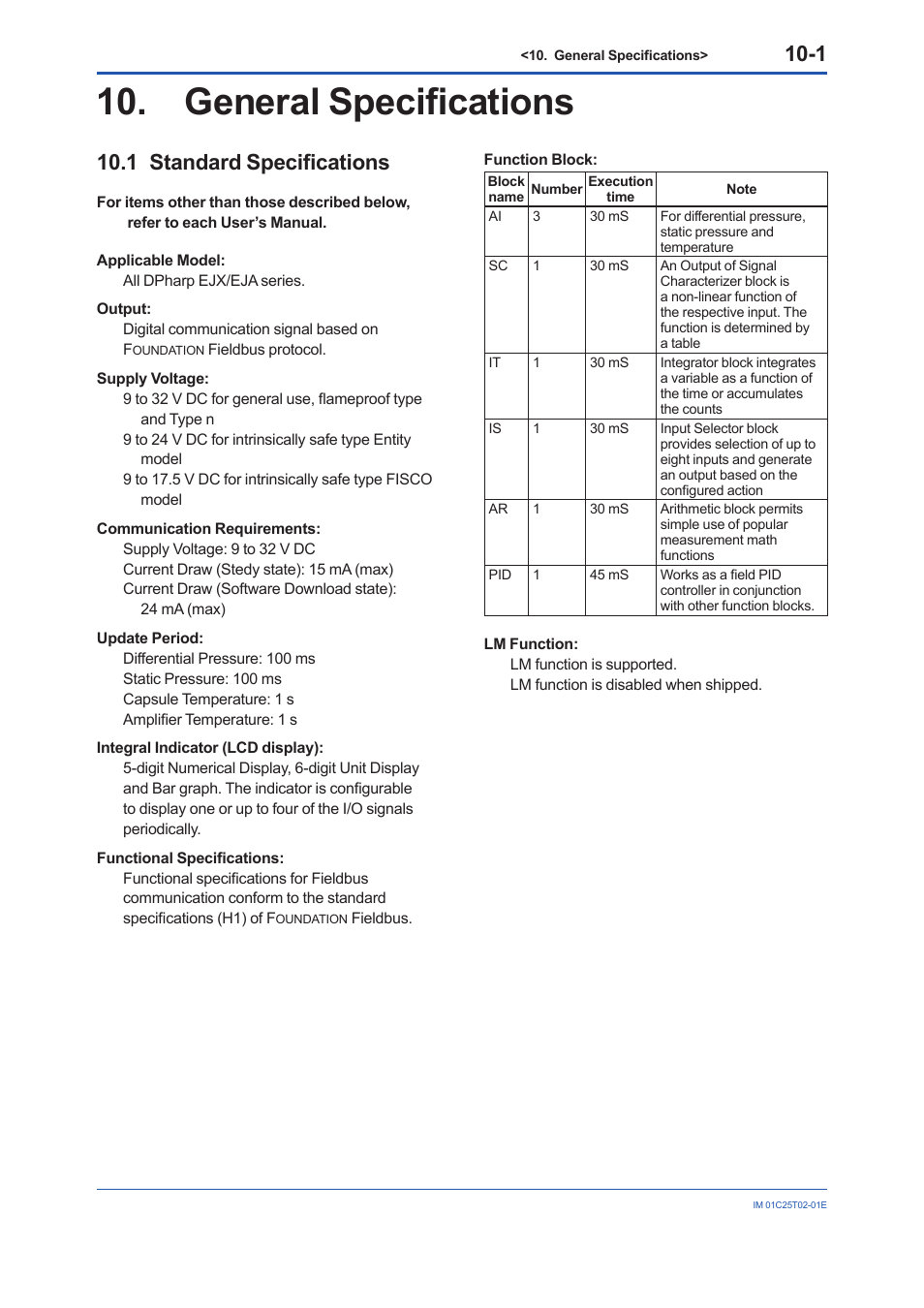 General specifications, 1 standard specifications, General specifications -1 | Standard specifications -1 | Yokogawa EJX930A User Manual | Page 76 / 170