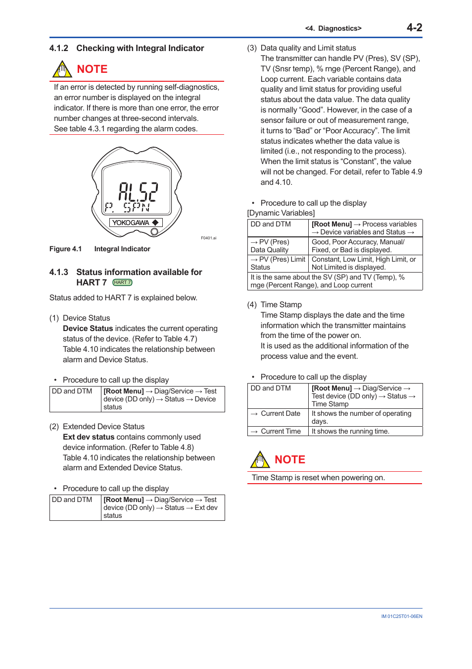 2 checking with integral indicator, 3 status information available for hart 7, Checking with integral indicator -2 | Status information available for hart 7, Hart 7 | Yokogawa EJX115A User Manual | Page 49 / 96