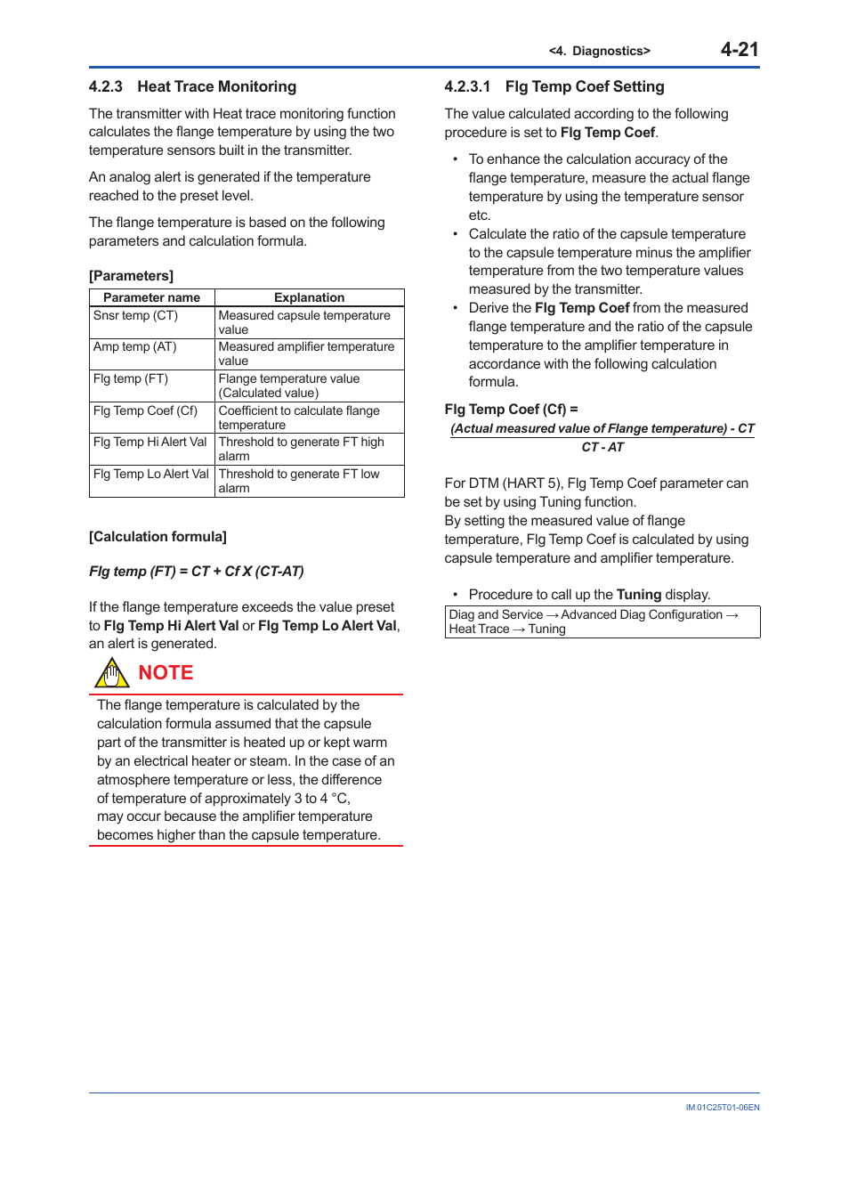 3 heat trace monitoring, 1 flg temp coef setting | Yokogawa EJX115A User Manual | Page 68 / 96