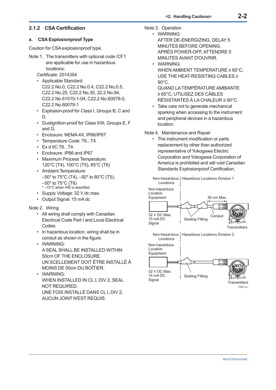 2 csa certification, Csa certification -2 | Yokogawa EJX115A User Manual | Page 10 / 89