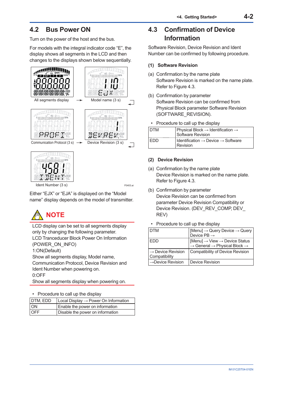 2 bus power on, 3 confirmation of device information, Bus power on -2 | Confirmation of device information -2 | Yokogawa EJX115A User Manual | Page 18 / 89