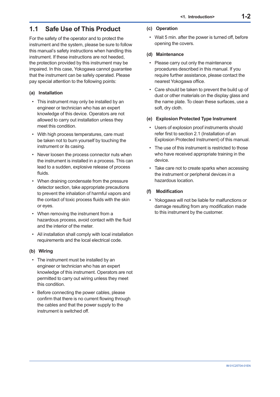 1 safe use of this product, Safe use of this product -2 | Yokogawa EJX115A User Manual | Page 6 / 89