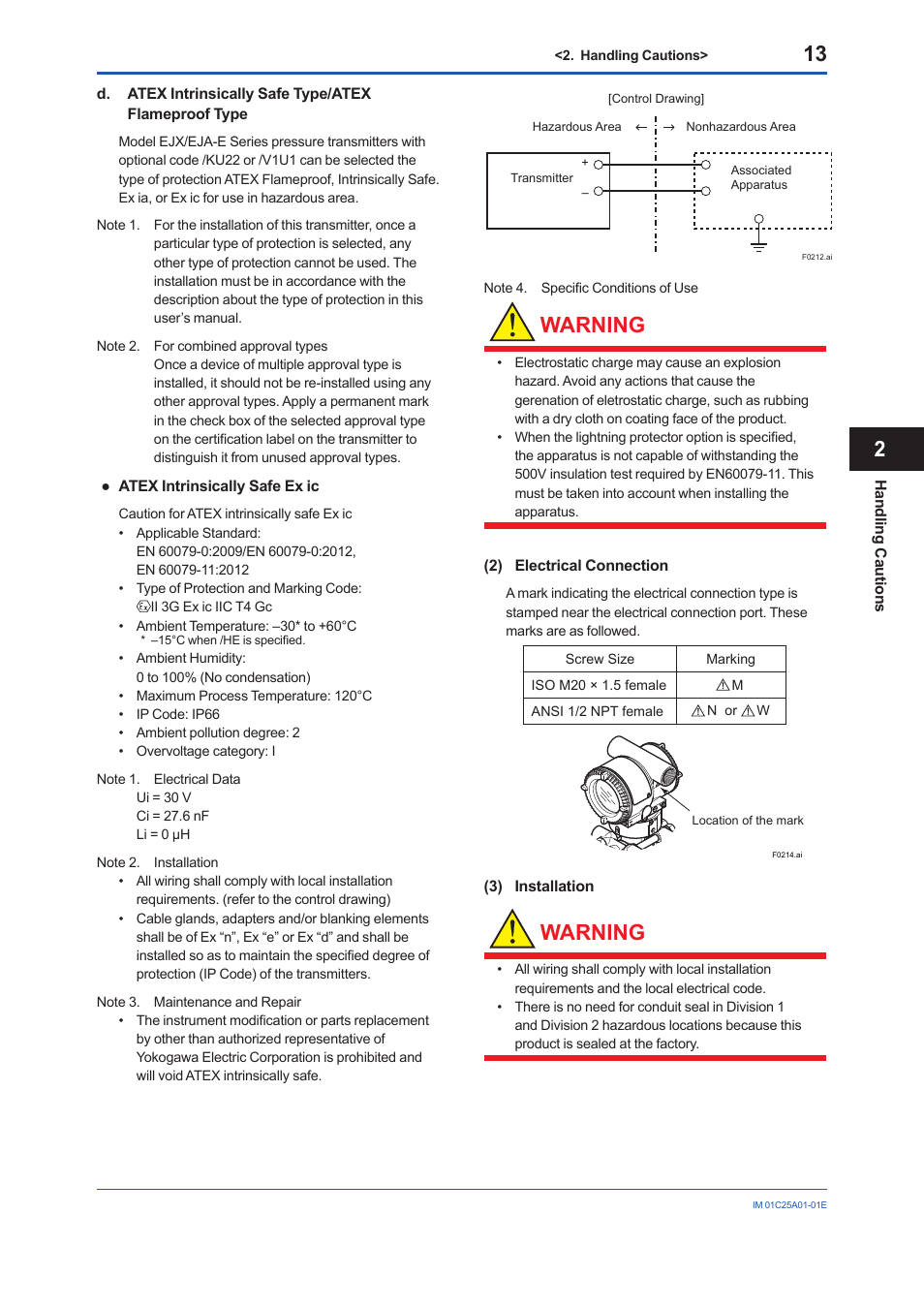 Warning | Yokogawa EJX115A User Manual | Page 15 / 52