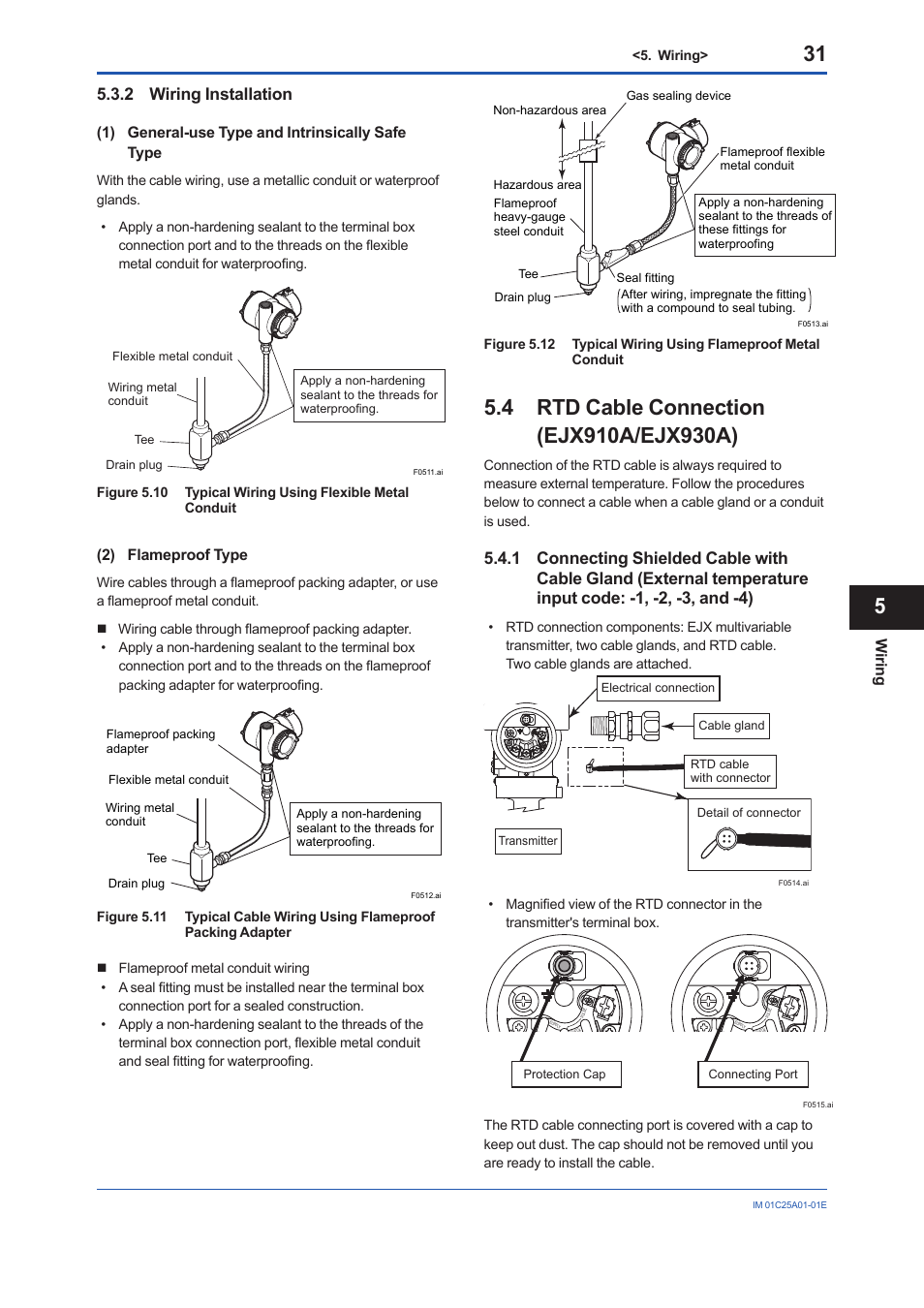 4 rtd cable connection (ejx910a/ejx930a), Rtd cable connection (ejx910a/ejx930a), 2 wiring installation | Yokogawa EJX115A User Manual | Page 33 / 52