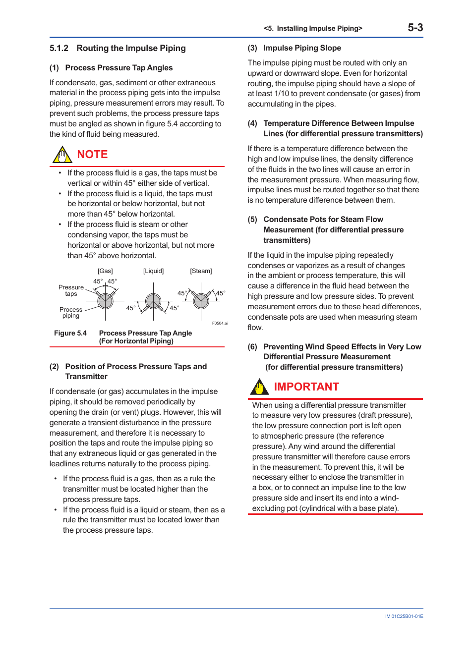 2 routing the impulse piping, Routing the impulse piping -3, Important | Yokogawa EJA110E User Manual | Page 29 / 85