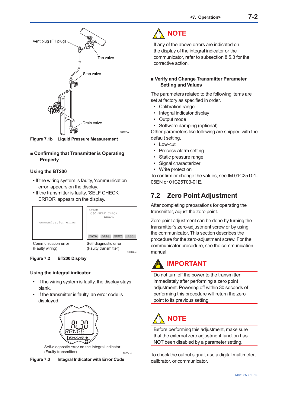 2 zero point adjustment, Zero point adjustment -2, Important | Yokogawa EJA110E User Manual | Page 35 / 85