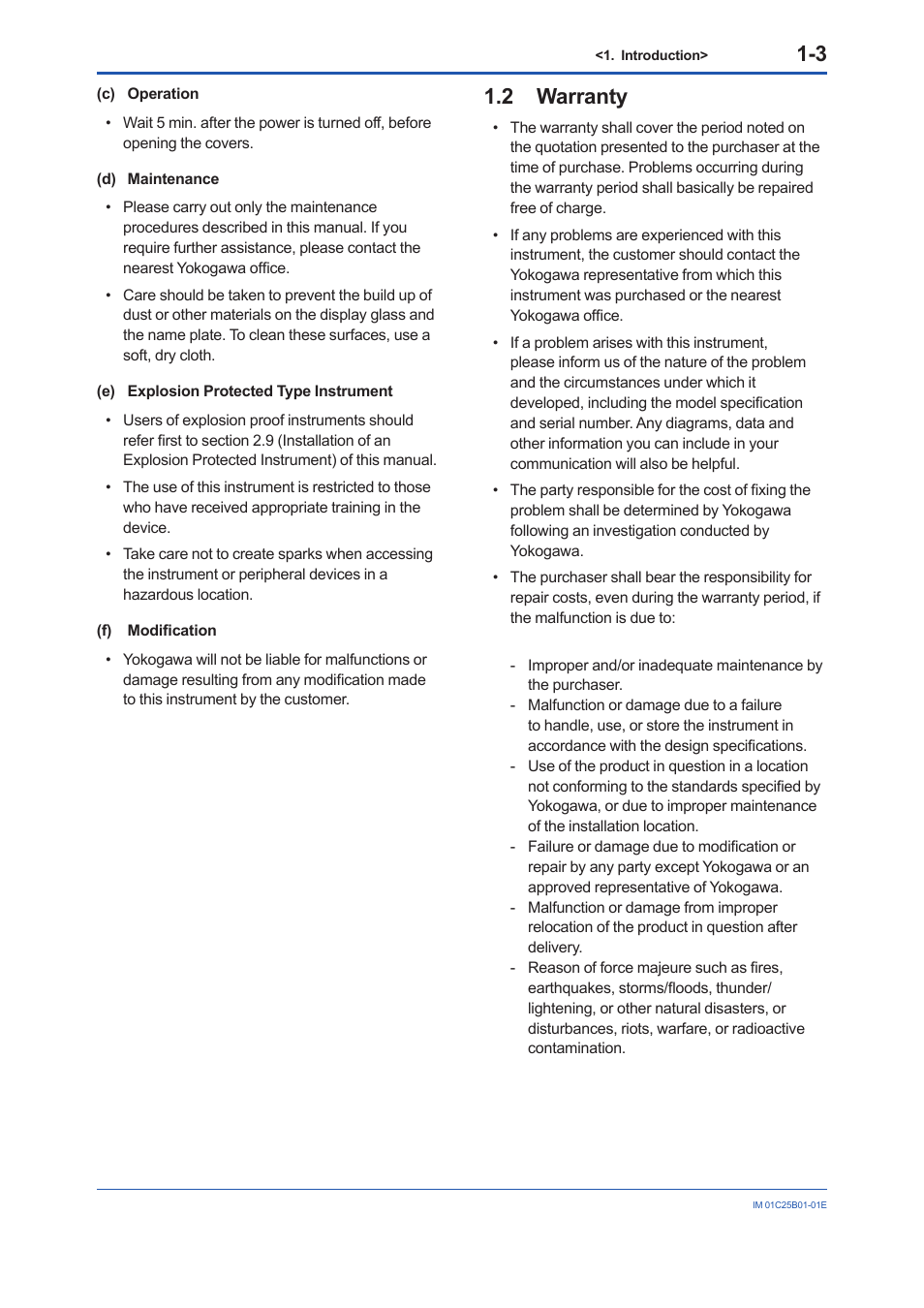 2 warranty, Warranty -3 | Yokogawa EJA110E User Manual | Page 7 / 85