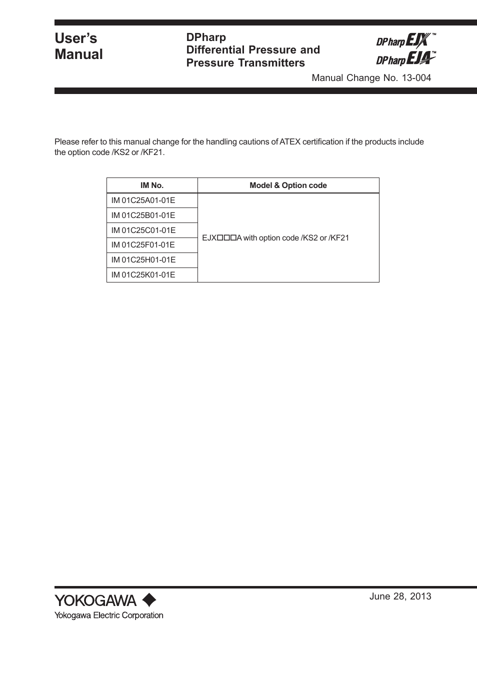 Yokogawa EJA110E User Manual | 4 pages