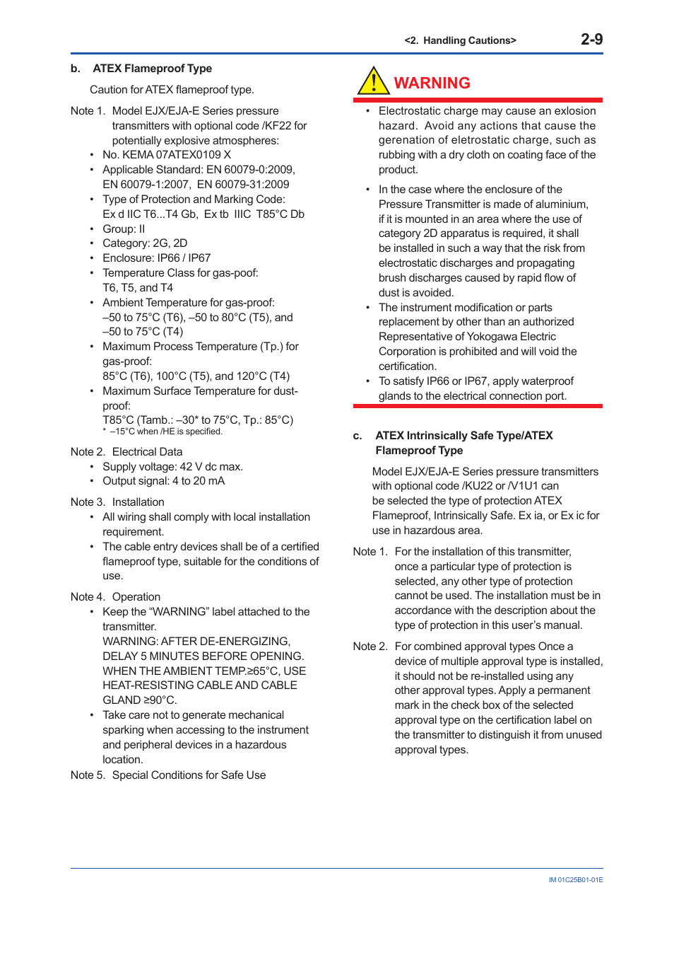 Warning | Yokogawa EJX110A User Manual | Page 17 / 85