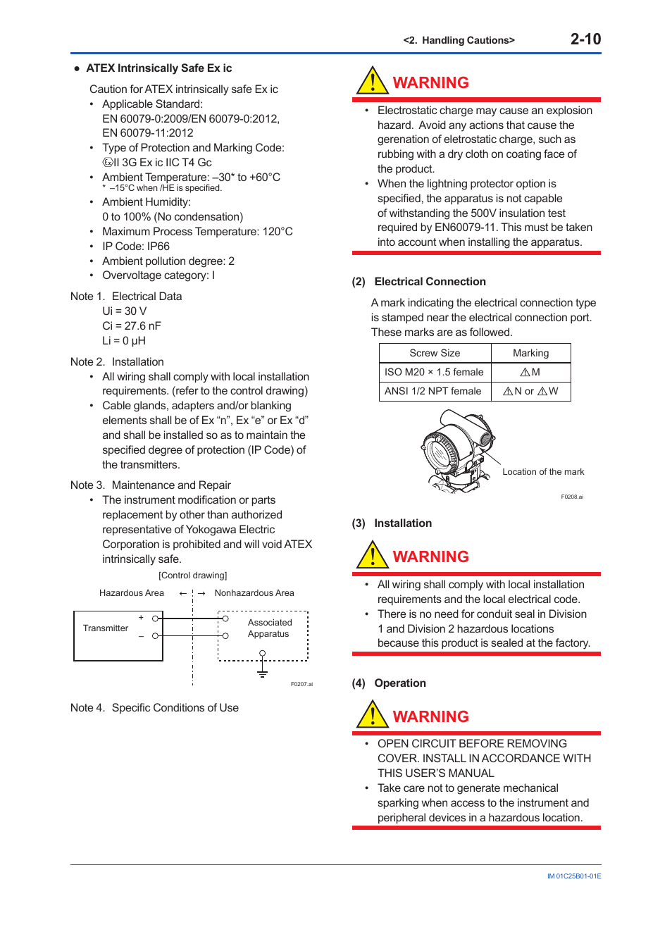 Warning | Yokogawa EJX110A User Manual | Page 18 / 85