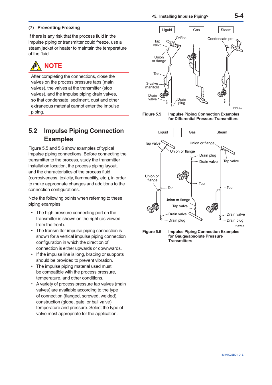 2 impulse piping connection examples, Impulse piping connection examples -4 | Yokogawa EJX110A User Manual | Page 30 / 85