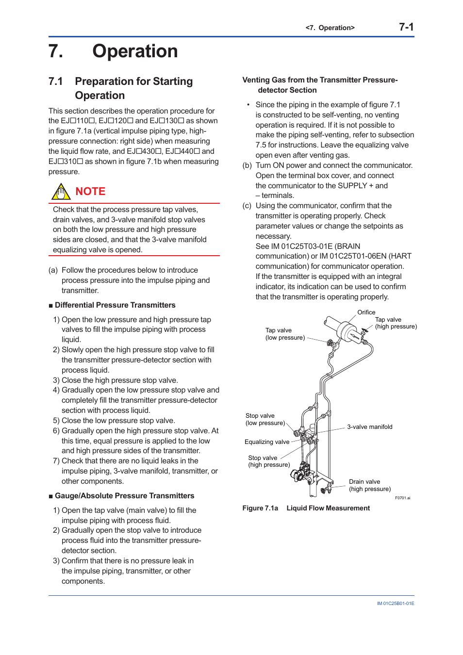 Operation, 1 preparation for starting operation, Operation -1 | Preparation for starting operation -1 | Yokogawa EJX110A User Manual | Page 34 / 85