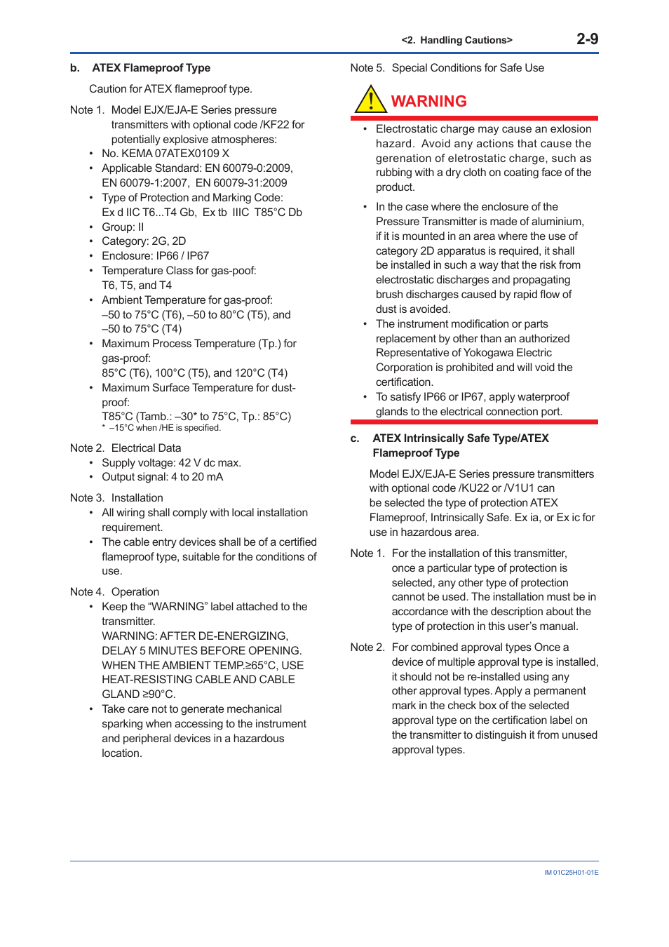 Warning | Yokogawa EJX118A User Manual | Page 17 / 64