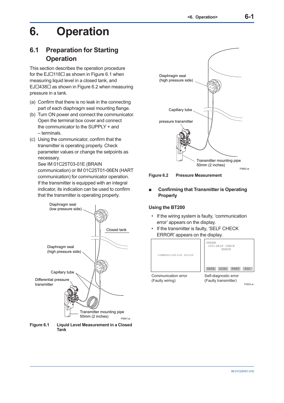 Operation, 1 preparation for starting operation, Operation -1 | Preparation for starting operation -1 | Yokogawa EJX118A User Manual | Page 31 / 64