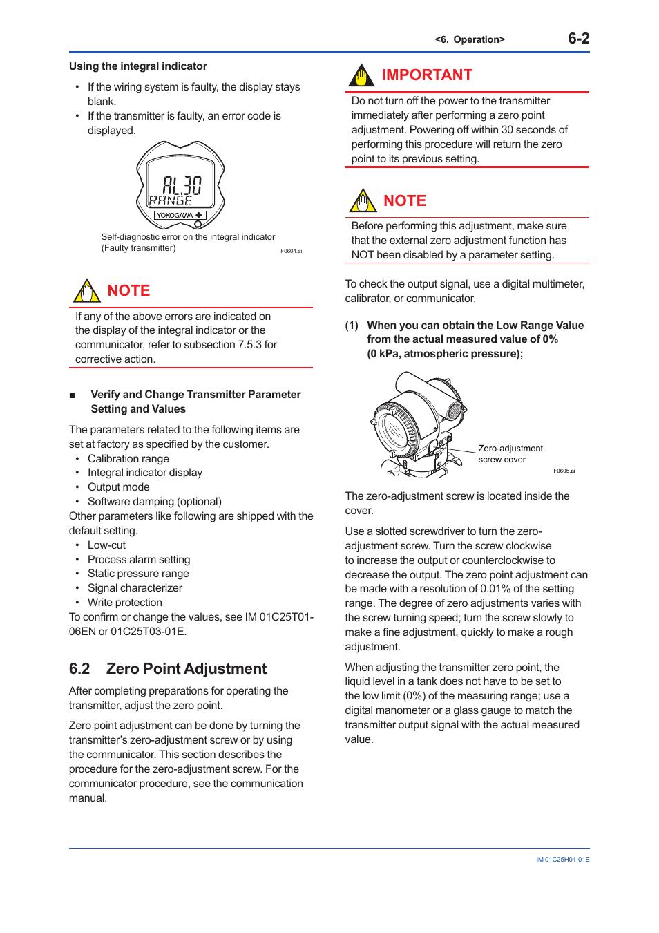 2 zero point adjustment, Zero point adjustment -2, Important | Yokogawa EJX118A User Manual | Page 32 / 64