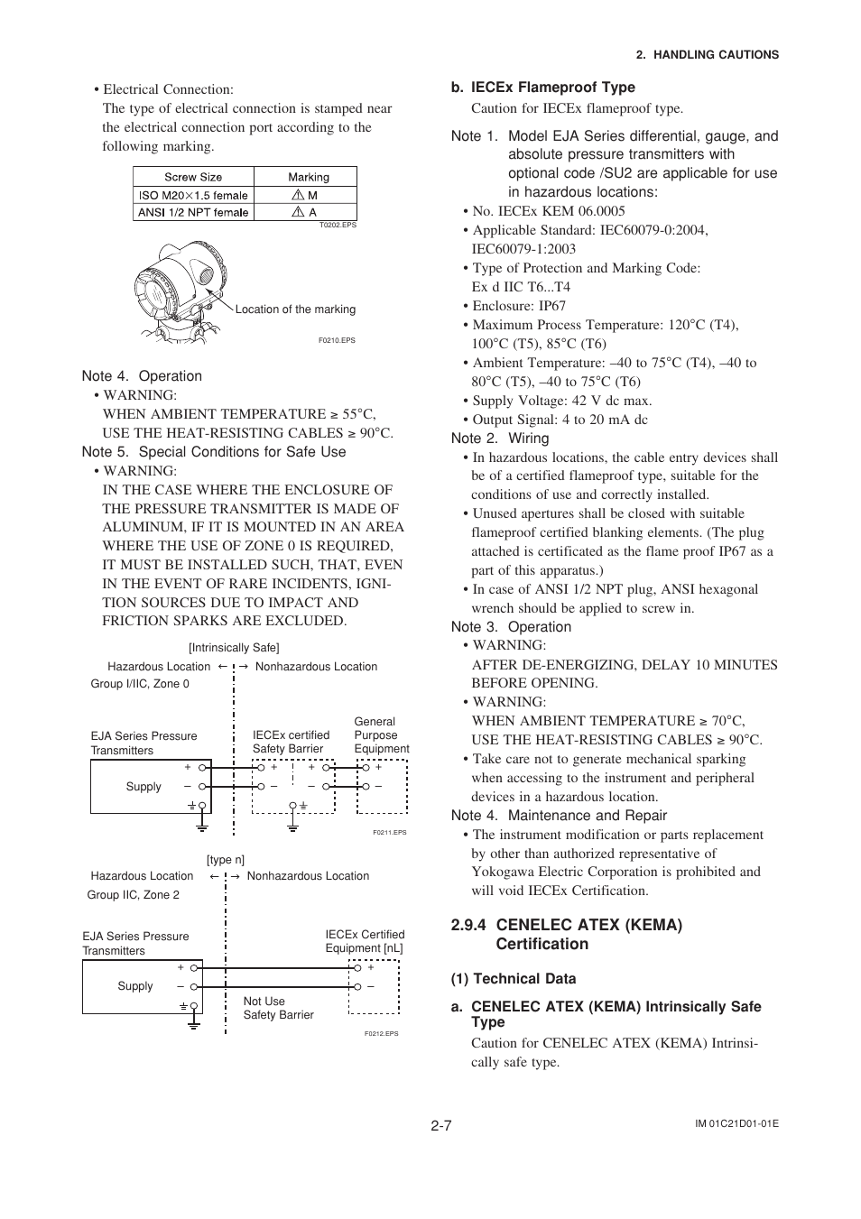 4 cenelec atex (kema) certification, Cenelec atex (kema) certification -7 | Yokogawa EJA310A User Manual | Page 15 / 78