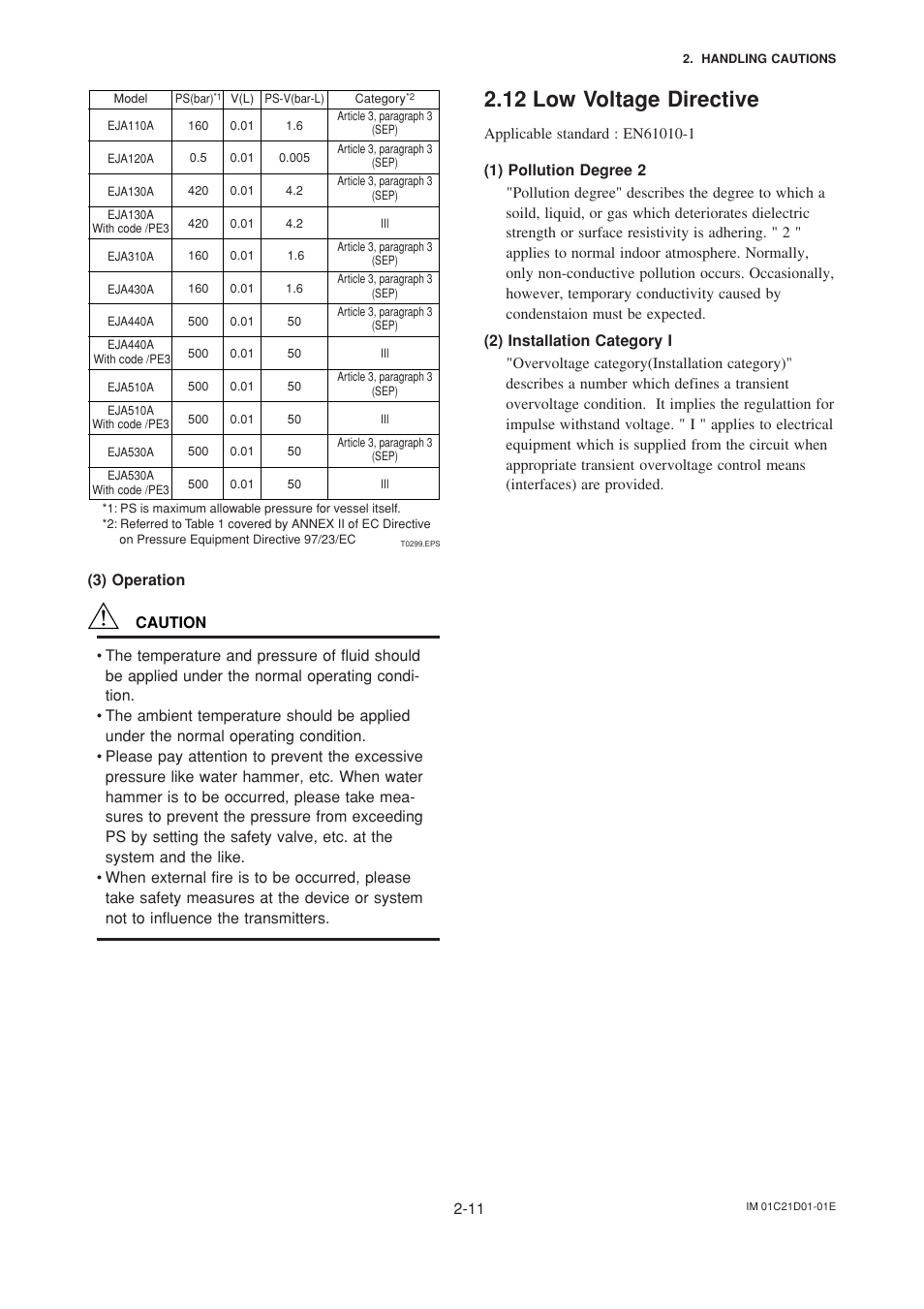 12 low voltage directive -11, 12 low voltage directive | Yokogawa EJA310A User Manual | Page 19 / 78