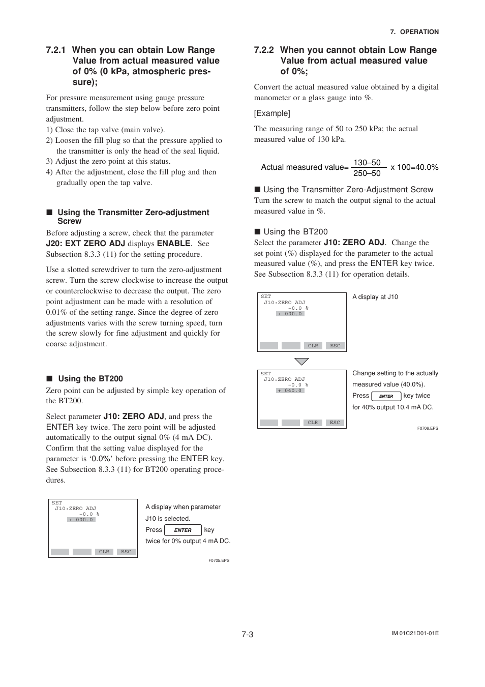 1 when you can obtain low range value from actual, Measured value of 0%; -3 | Yokogawa EJA310A User Manual | Page 31 / 78