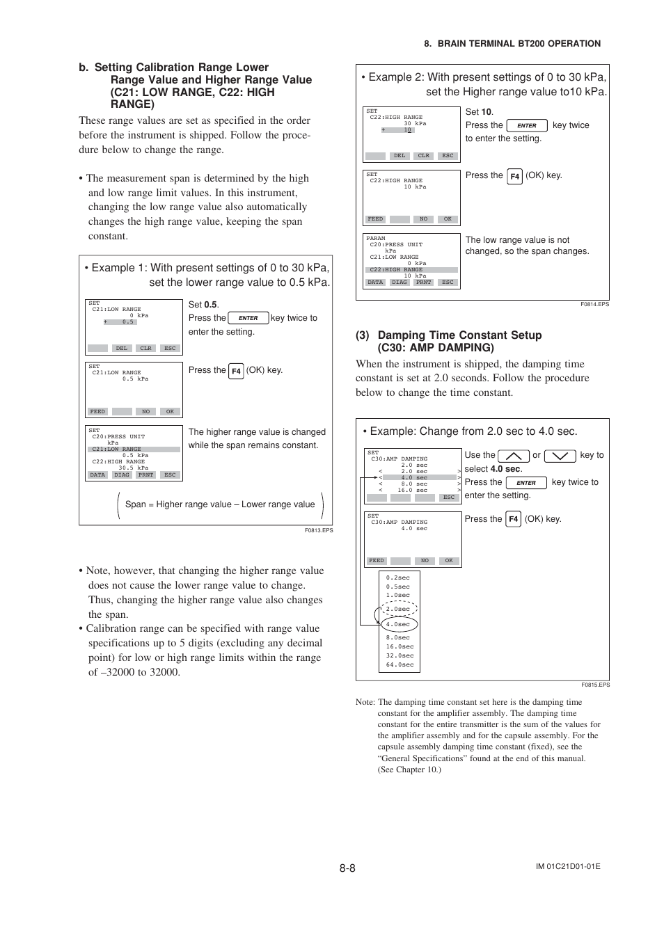 3) damping time constant setup, 3) damping time constant setup -8 | Yokogawa EJA310A User Manual | Page 41 / 78