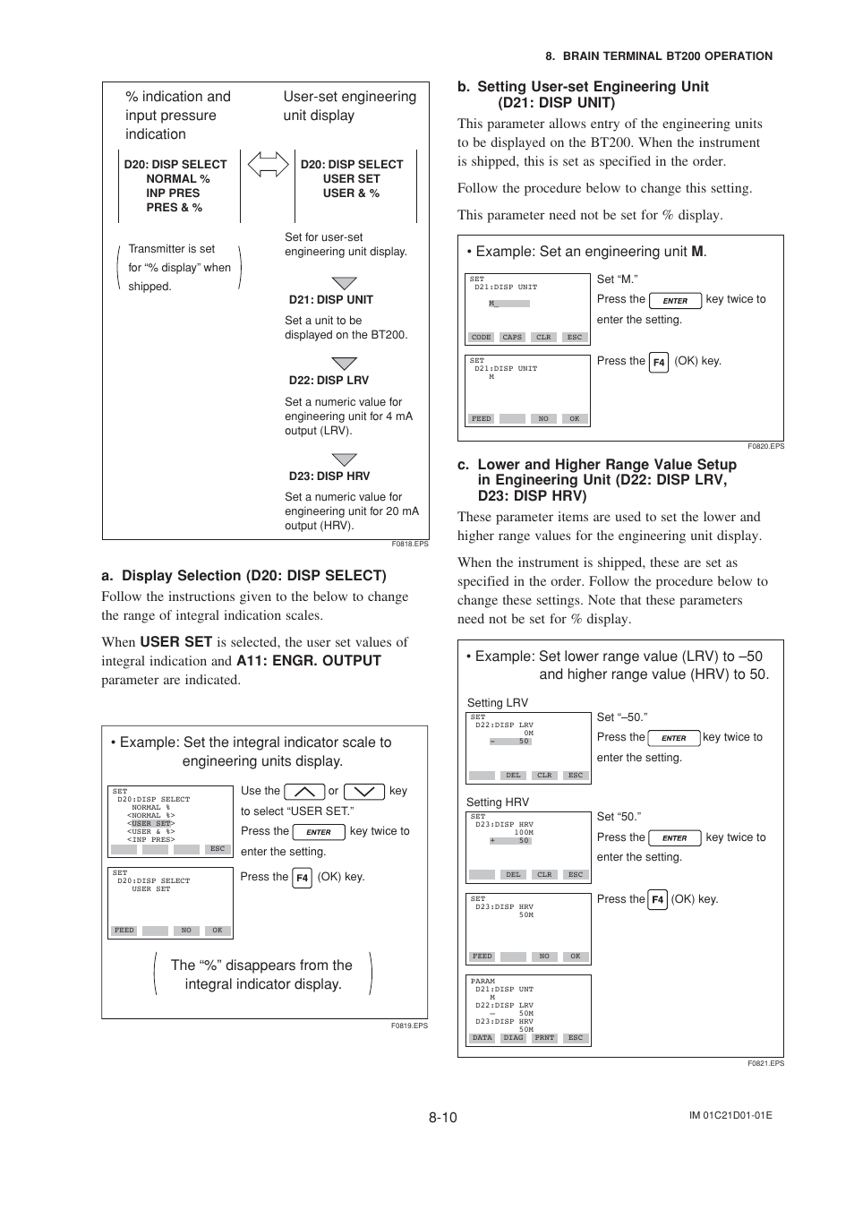 Indication and input pressure indication, User-set engineering unit display | Yokogawa EJA310A User Manual | Page 43 / 78