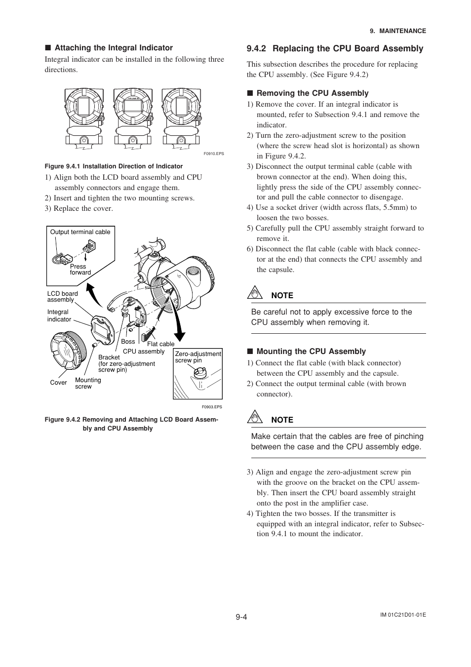 2 replacing the cpu board assembly, Replacing the cpu board assembly -4 | Yokogawa EJA310A User Manual | Page 55 / 78