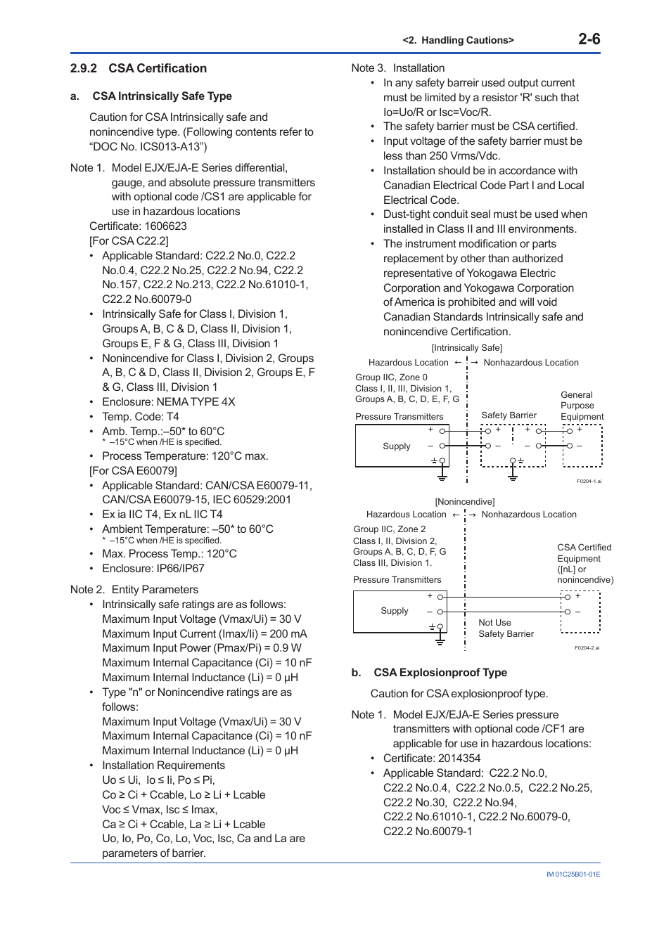 2 csa certification, Csa certification -6 | Yokogawa EJA310E User Manual | Page 14 / 85