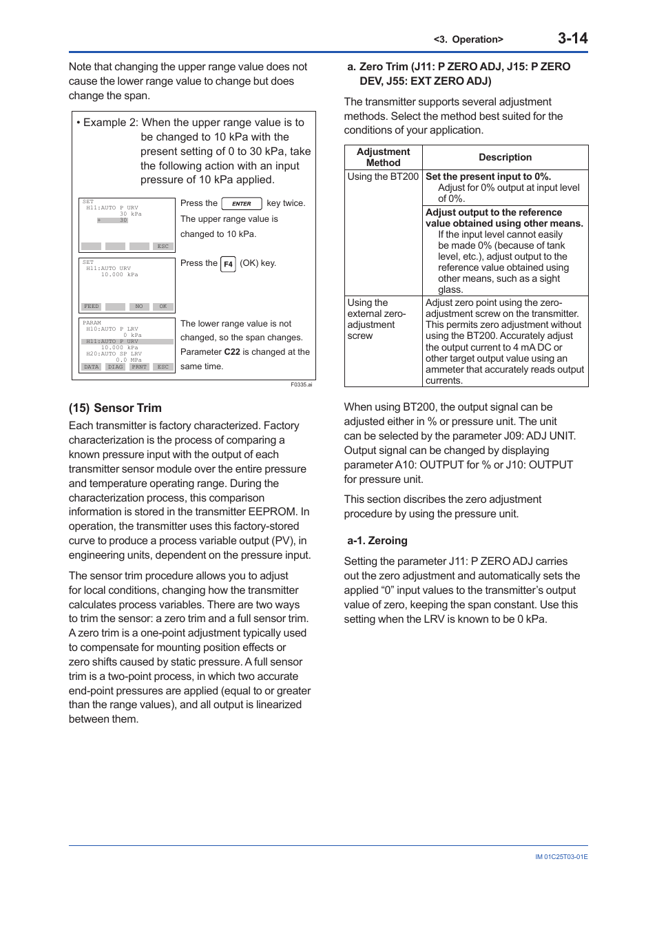 15) sensor trim, 15) sensor trim -14 | Yokogawa EJA440E User Manual | Page 22 / 41