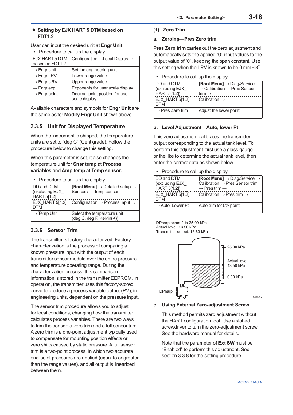 5 unit for displayed temperature, 6 sensor trim, Unit for displayed temperature -18 | Sensor trim -18 | Yokogawa EJA440E User Manual | Page 31 / 96