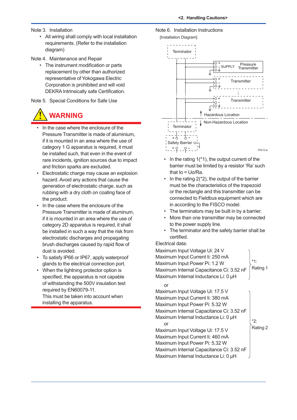 Warning | Yokogawa EJX440A User Manual | Page 5 / 7